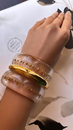 Load image into Gallery viewer, Aqua Glow With Sun Cross Bangle (set of 3)