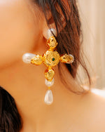Load image into Gallery viewer, Sun Cross Earrings
