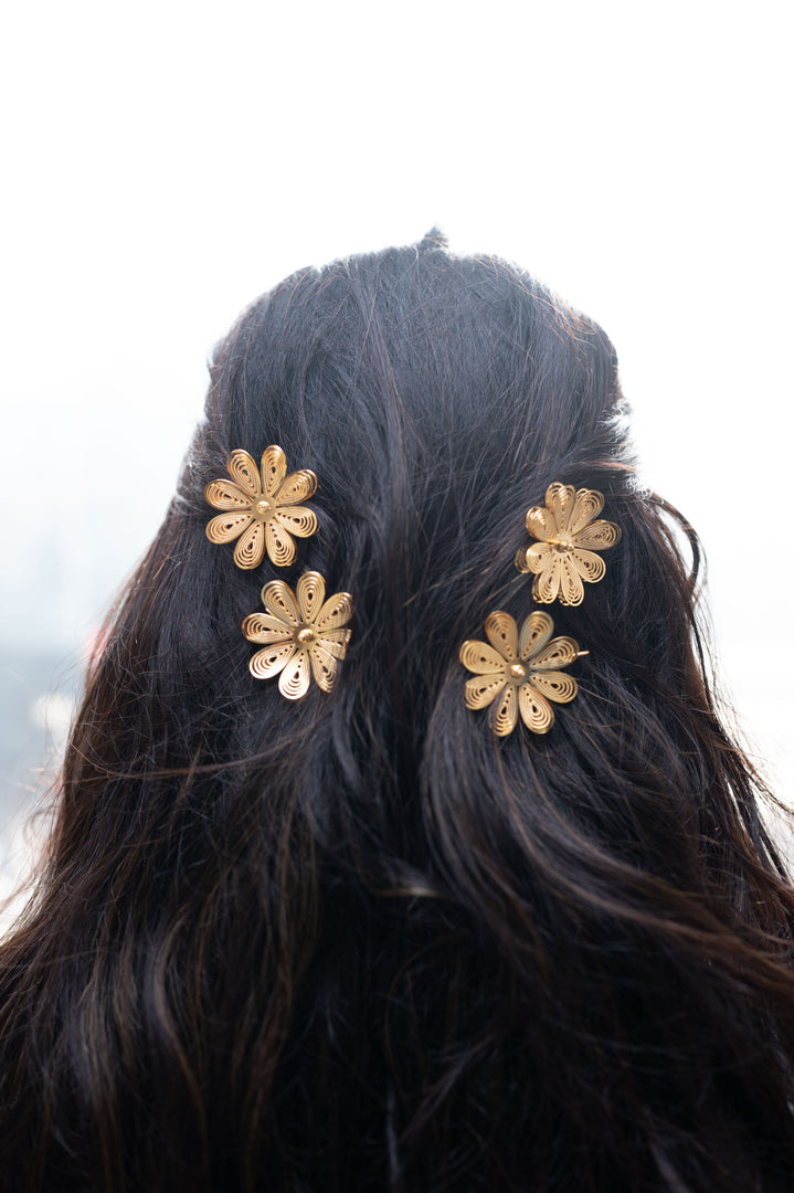 Golden Flower Hair Pins