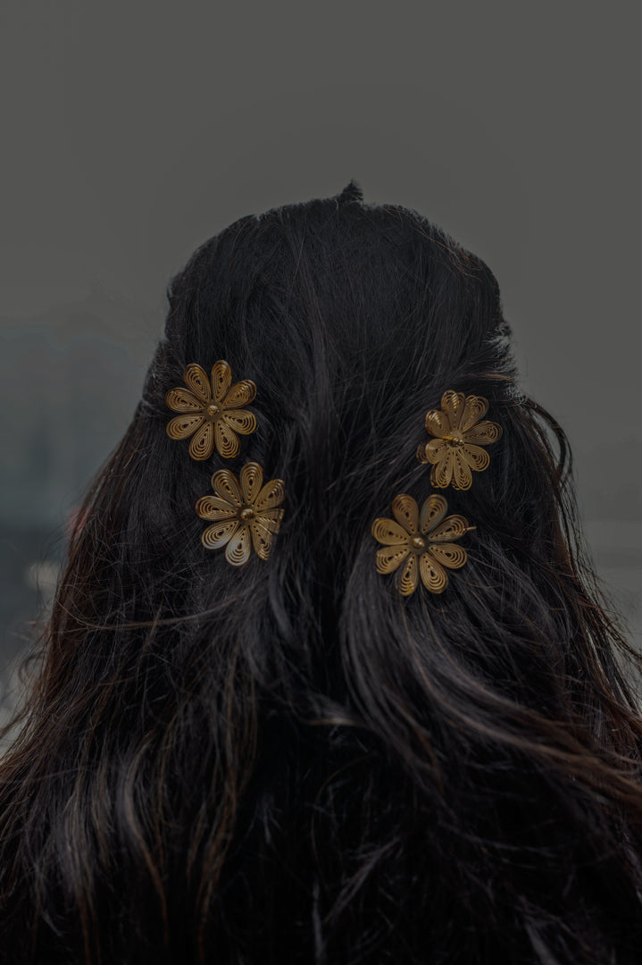 Golden Flower Hair Pins